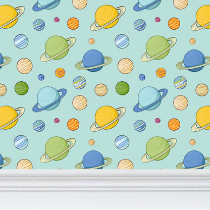 Celestial Planets Wallpaper | Luxurious Space - Inspired Decor for Kids - Uniquely Walls