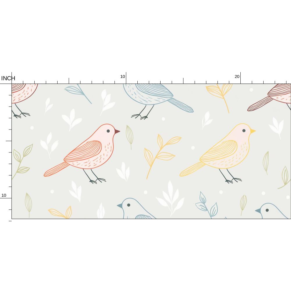 Charming Bird and Foliage Wallpaper - Nature - Inspired Design - Uniquely Walls