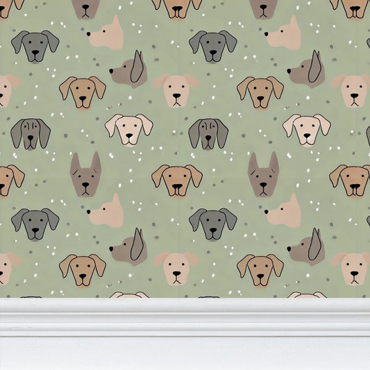 Enchanting Dog Faces Wallpaper | Playful Pet - Inspired Design - Uniquely Walls