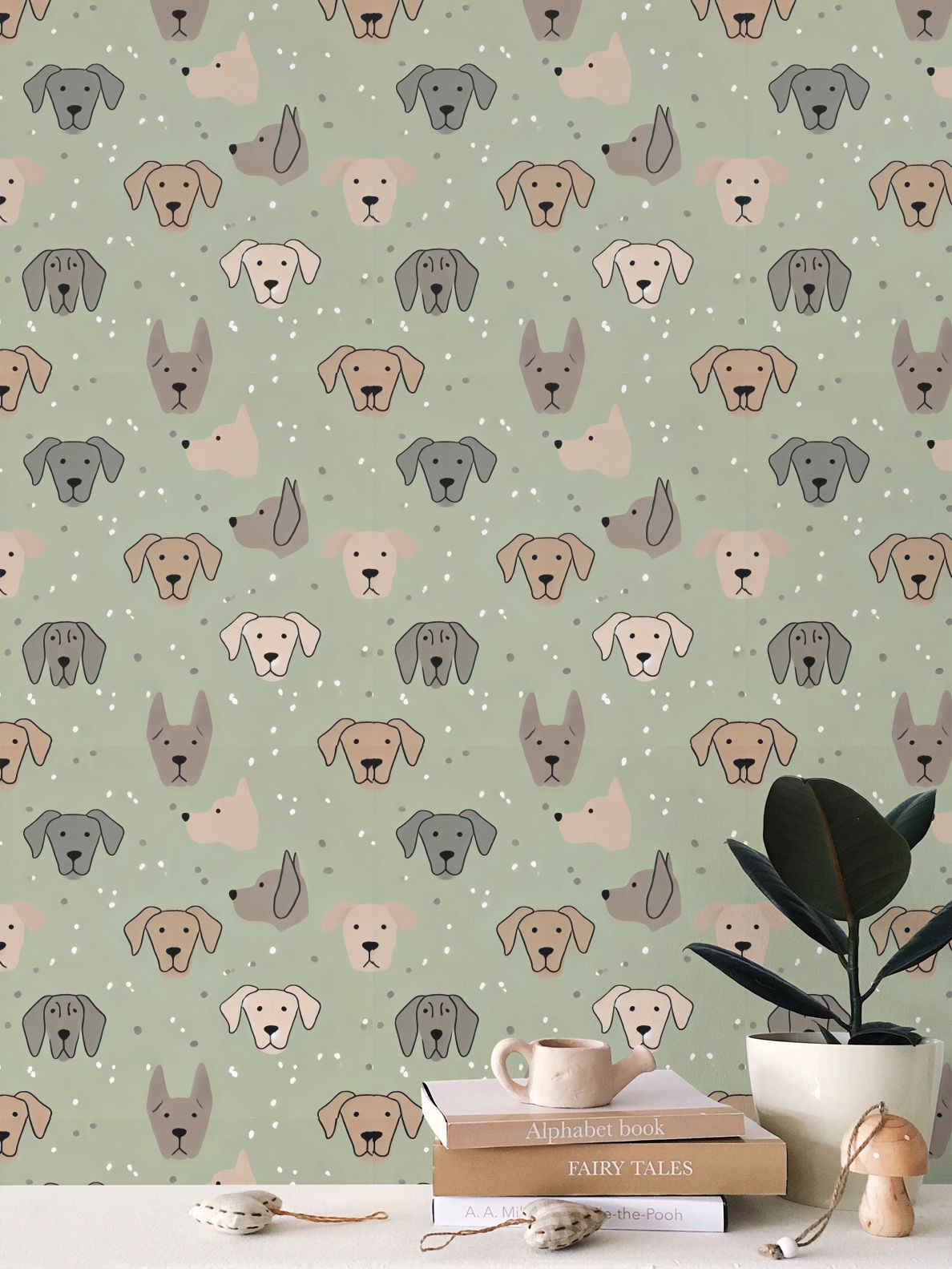 Enchanting Dog Faces Wallpaper | Playful Pet - Inspired Design - Uniquely Walls