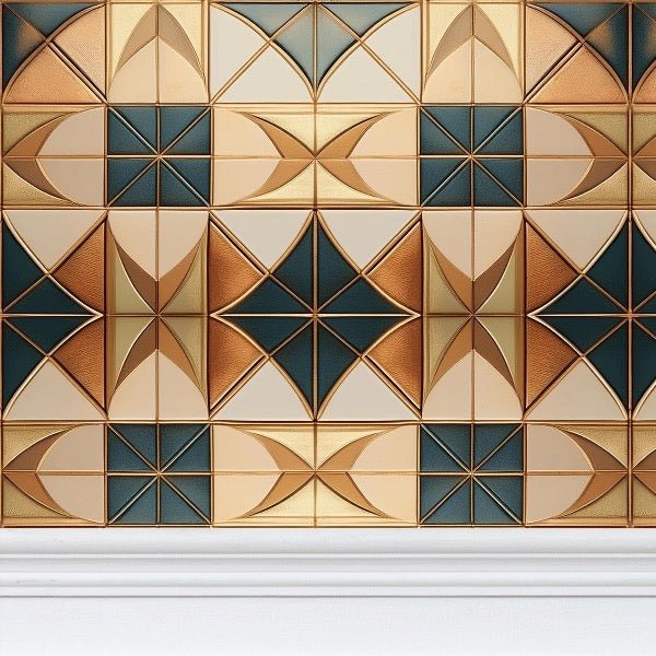 Golden Geometric Elegance Wallpaper | Luxurious Modern Design - Uniquely Walls