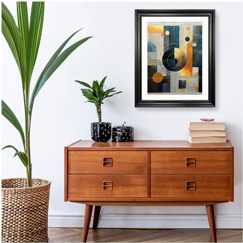 Golden Geometric Symphony | Abstract Framed Art (Limited Edition) - Uniquely Walls