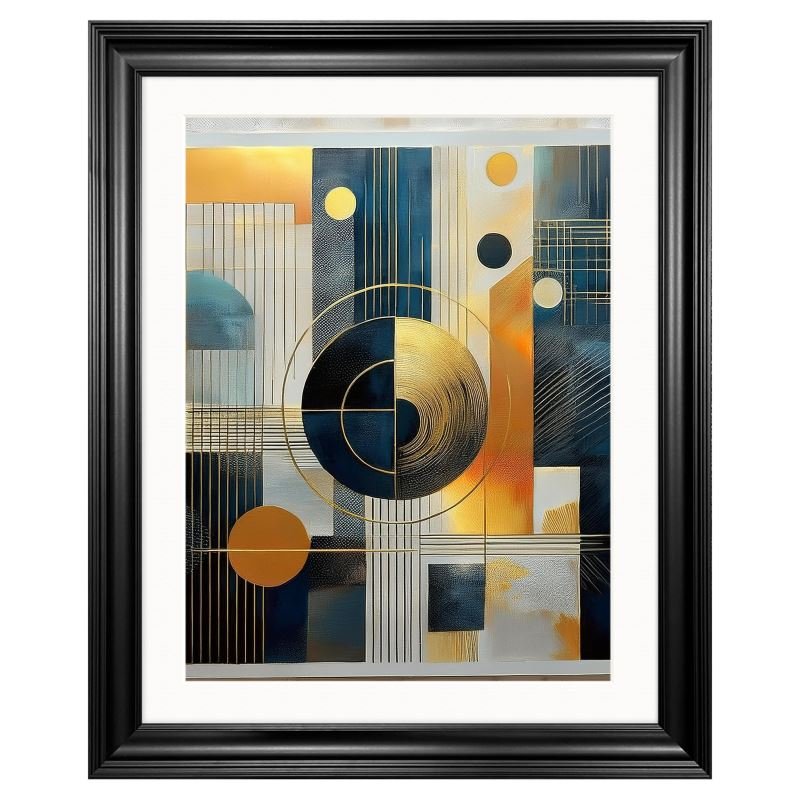 Golden Geometric Symphony | Abstract Framed Art (Limited Edition) - Uniquely Walls