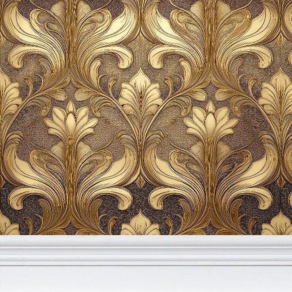 Golden Grandeur Wallpaper | Luxurious Floral Design - Uniquely Walls