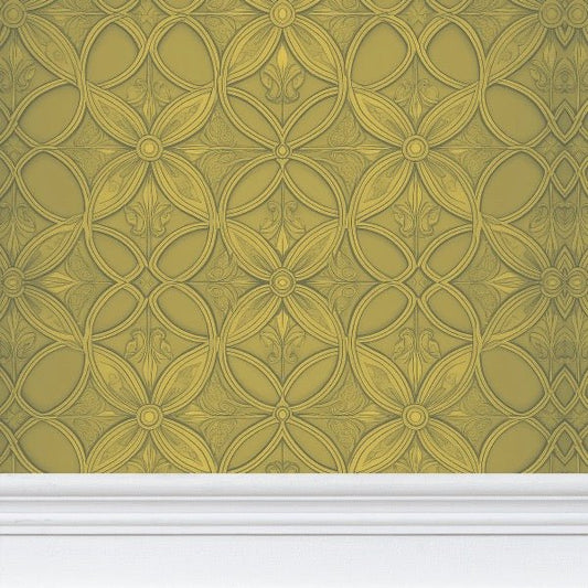 Golden Renaissance Floral Wallpaper - Ornate Pattern (Limited Edition) - Uniquely Walls