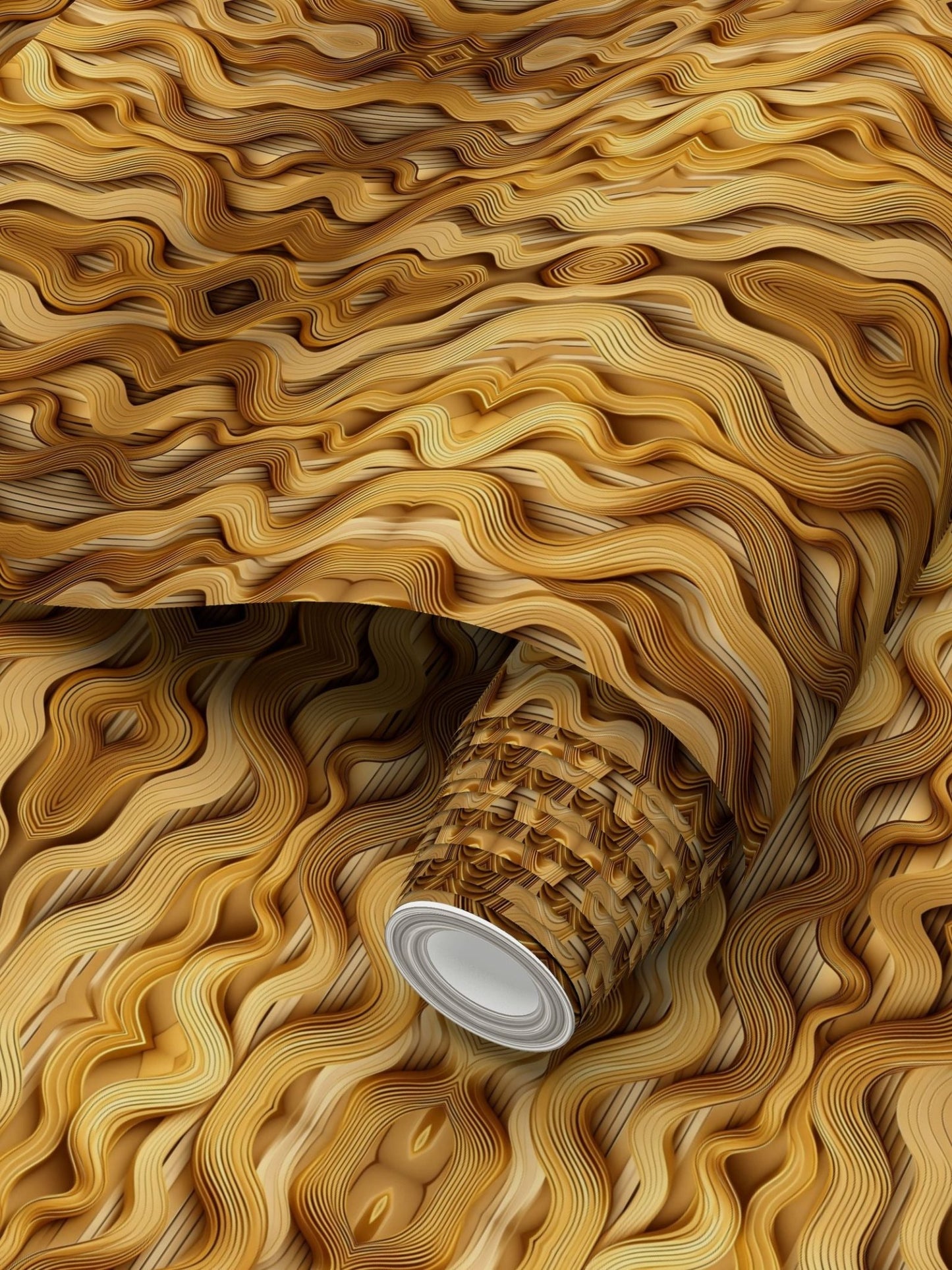 Golden Waves Wallpaper | Luxurious Radiant Design - Uniquely Walls