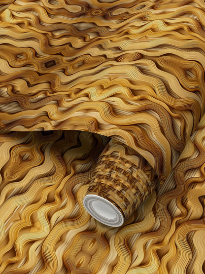 Golden Waves Wallpaper | Luxurious Radiant Design - Uniquely Walls