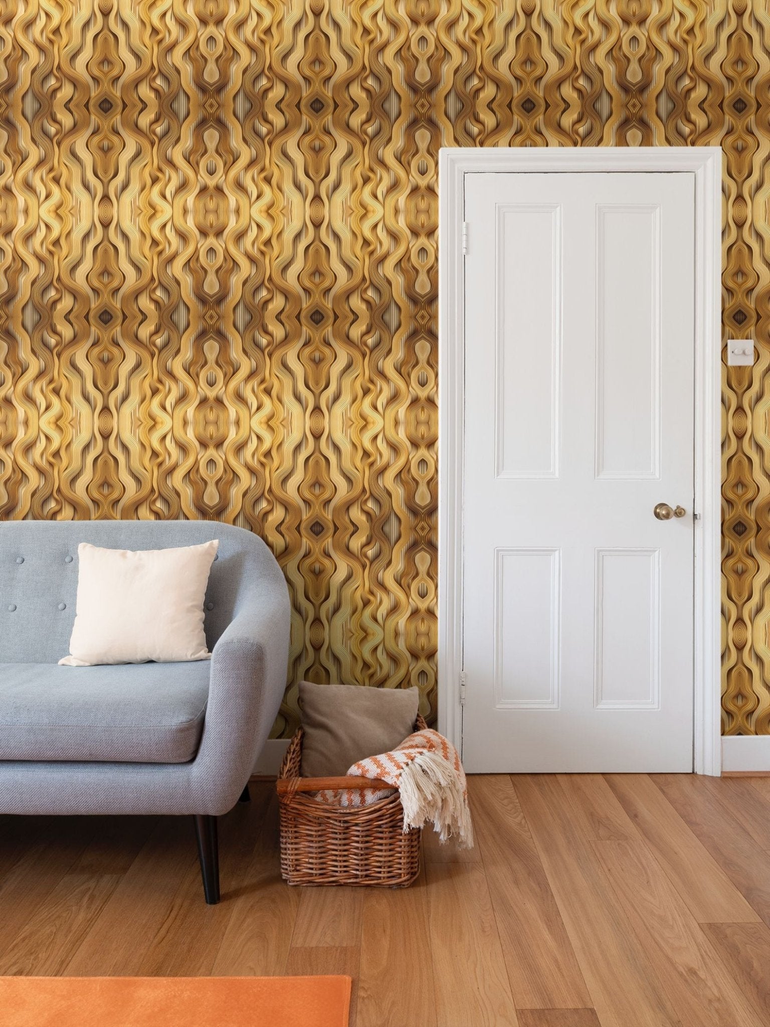 Golden Waves Wallpaper | Luxurious Radiant Design - Uniquely Walls