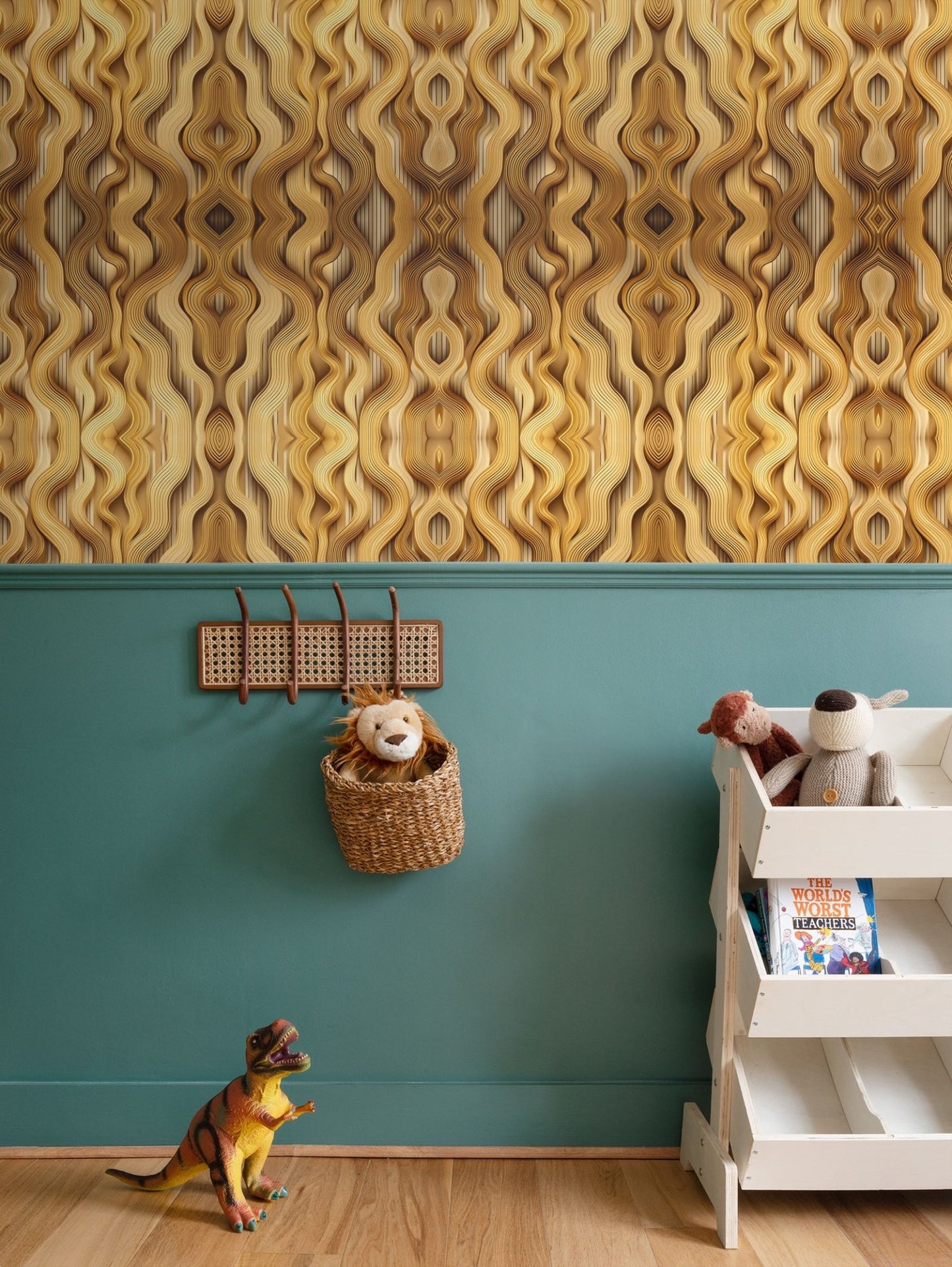 Golden Waves Wallpaper | Luxurious Radiant Design - Uniquely Walls