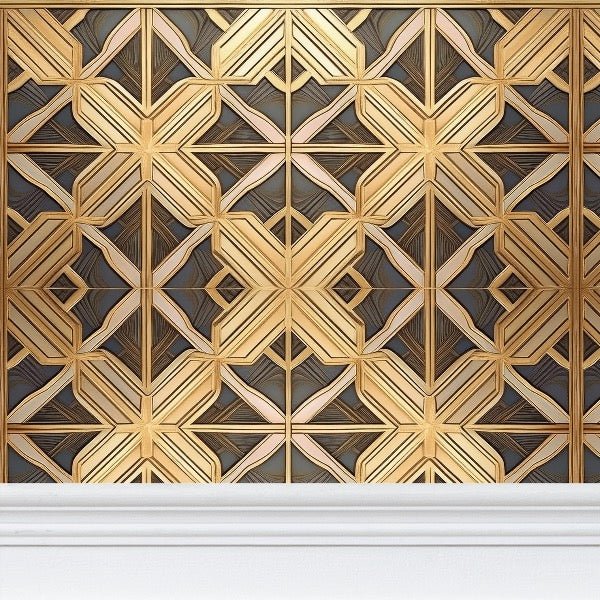 Luxurious Gold Lattice Wallpaper | Glamorous Art Deco Design - Uniquely Walls