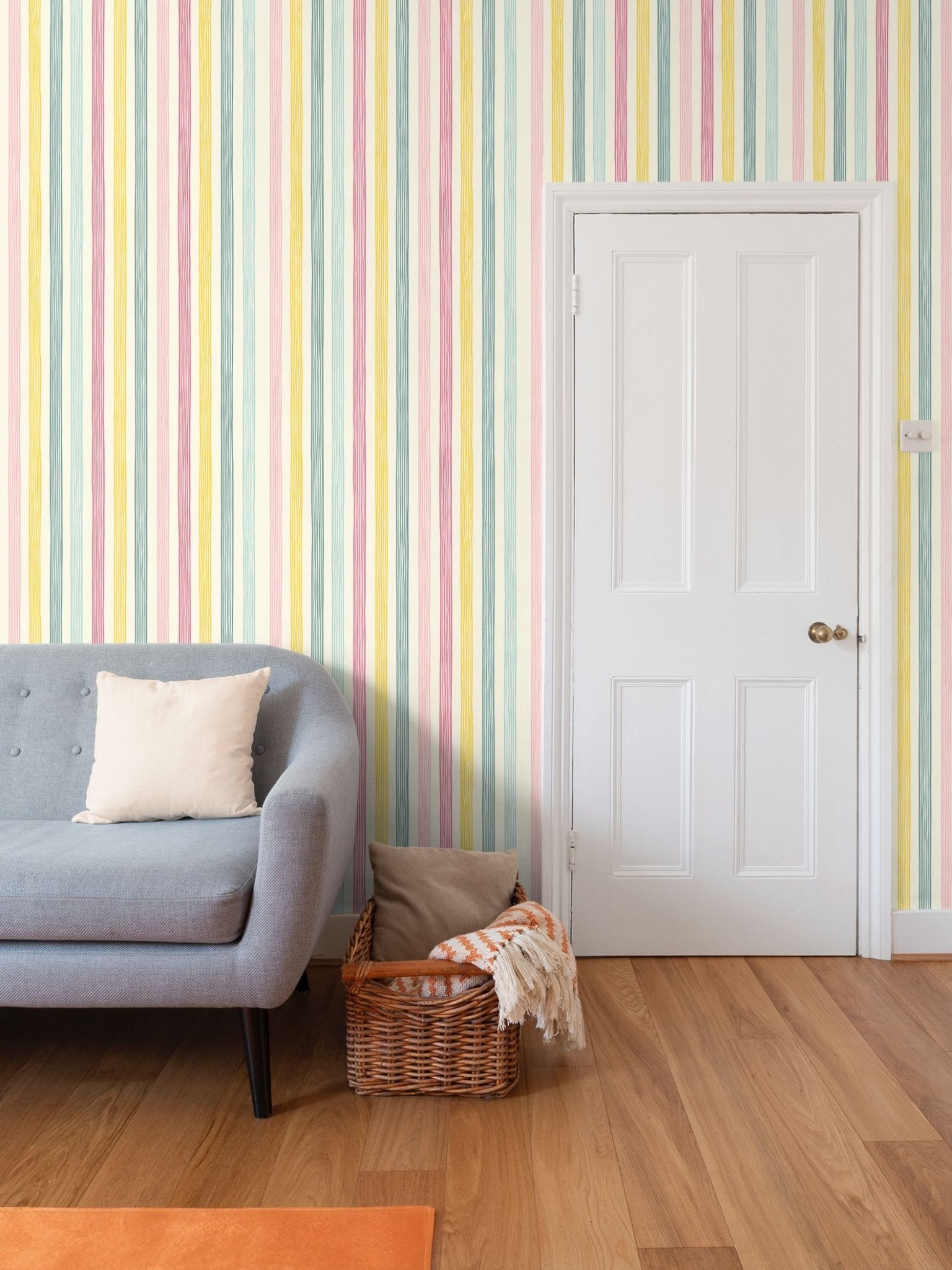 Retro Pastel Stripes Wallpaper | Chic and Cozy Sophistication - Uniquely Walls