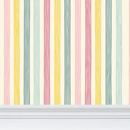 Retro Pastel Stripes Wallpaper | Chic and Cozy Sophistication - Uniquely Walls