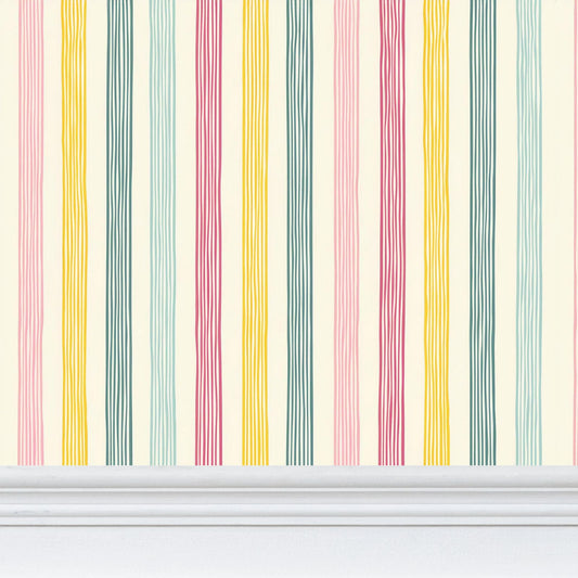 Retro Pastel Stripes Wallpaper | Chic and Cozy Sophistication - Uniquely Walls