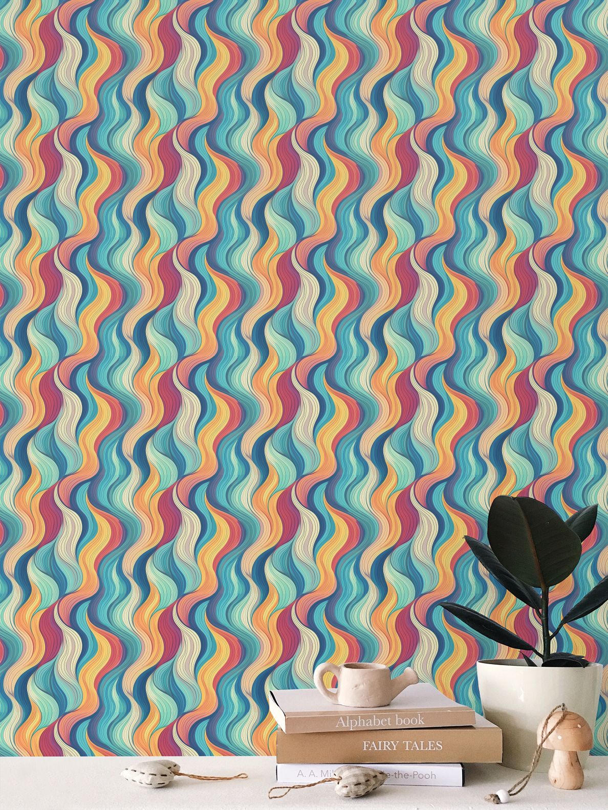 Serenade of Waves Wallpaper | Captivating Abstract Design - Uniquely Walls