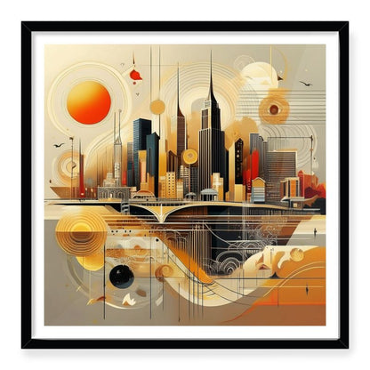 Sunset Skyline Geometric Wall Art - Urban Elegance (Limited Edition) - Uniquely Walls