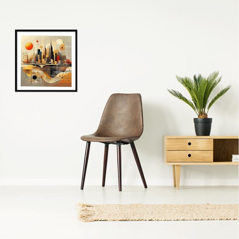 Sunset Skyline Geometric Wall Art - Urban Elegance (Limited Edition) - Uniquely Walls