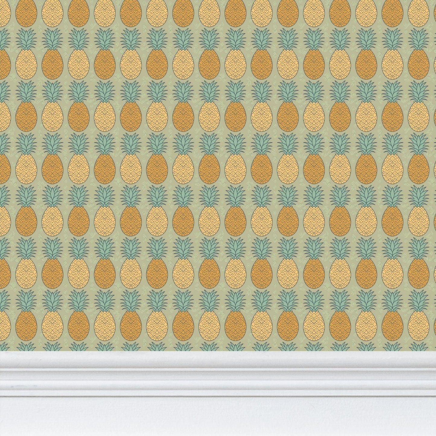 Tropical Elegance Wallpaper | Retro Pineapple Design - Uniquely Walls