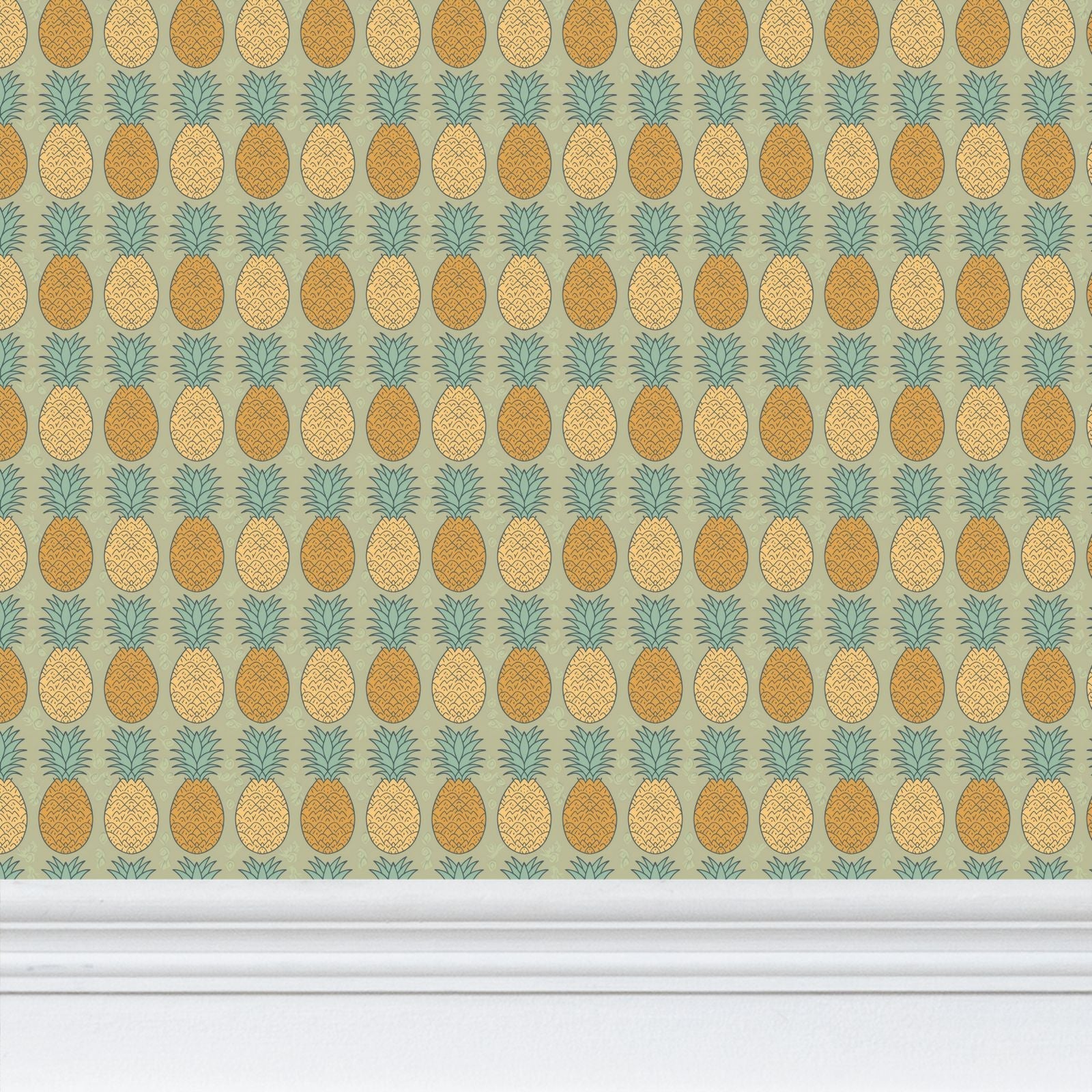 Tropical Elegance Wallpaper | Retro Pineapple Design - Uniquely Walls