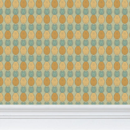 Tropical Elegance Wallpaper | Retro Pineapple Design - Uniquely Walls