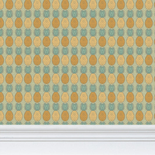 Tropical Elegance Wallpaper | Retro Pineapple Design - Uniquely Walls