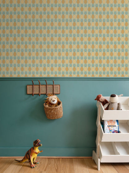 Tropical Elegance Wallpaper | Retro Pineapple Design - Uniquely Walls