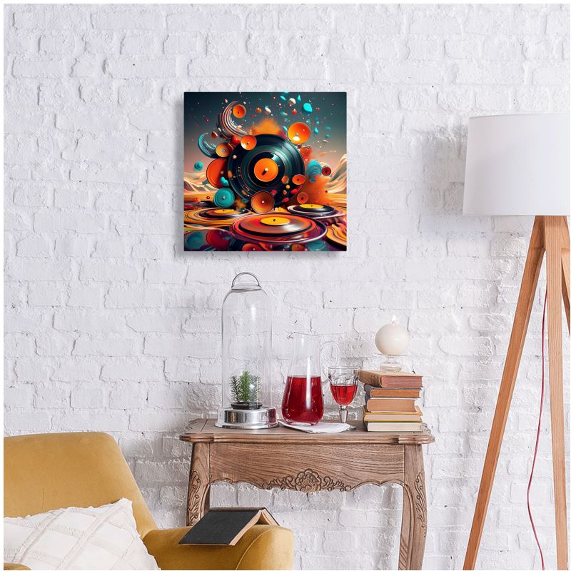 Vinyl Explosion Metal Print | Vibrant Soundscape (Limited Edition) - Uniquely Walls