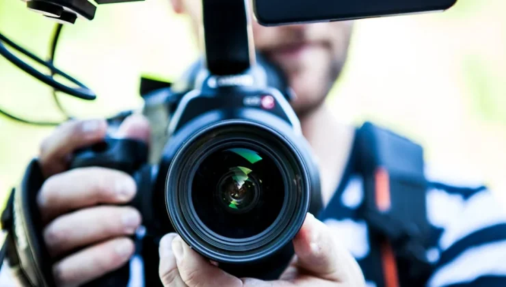 A vlogger with a camera